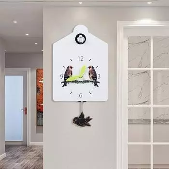 Современные настенные часы с кукушкой Модные креативные маятниковые часы Птичий домик Настенные часы с кукушкой для гостиной кухни белый