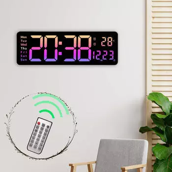 Современные настенные часы с настраиваемой подсветкой и отображением даты циан