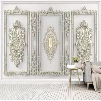 Современные настенные обои, современные 3D рельефные рамки, геометрия, фотообои, гостиная, диван, фон, настенное покрытие, художественный декор 300cm (W) x 200cm (H)