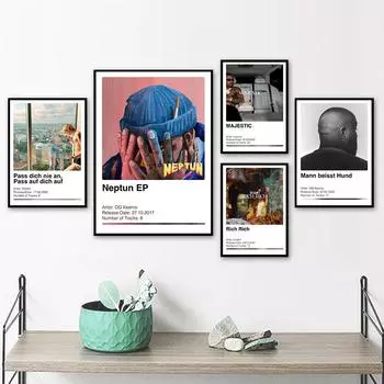 Современные обложки музыкальных альбомов, постеры и принты, настенные художественные картины на холсте для украшения гостиной, домашнего декора без рамки 21*30cm No Frame