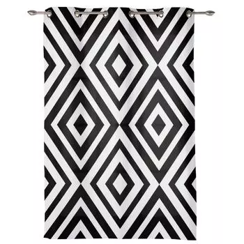 Современные оконные шторы для гостиной, абстрактные геометрические белые черные шторы для детской спальни, кухни, декора, жалюзи, занавески 135W x 60H(cm) x1