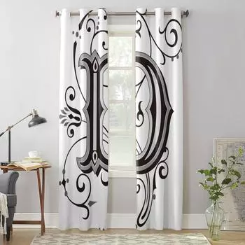Современные оконные шторы для гостиной D с буквенным цветочным узором, текстурированные шторы для детской спальни, кухонный декор, жалюзи, шторы 135W x 60H(cm) x1