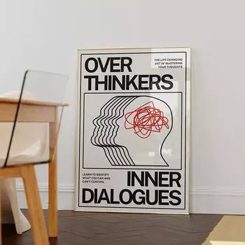 Современные Overthinkers Типография Плакат Настенное Искусство Холст Картина Плакаты Печать Настенное Искусство Середины Века для Домашнего Декора Гостиной 21cm30cm NoFrame