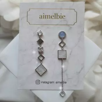 Современные пастельные голубые шикарные серьги синий