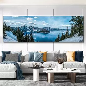 Современные пейзажные картины, снег, горы, озера, природа, постеры и принты, настенные художественные изображения, домашний декор для спальни, гостиной 20x40cm No Frame