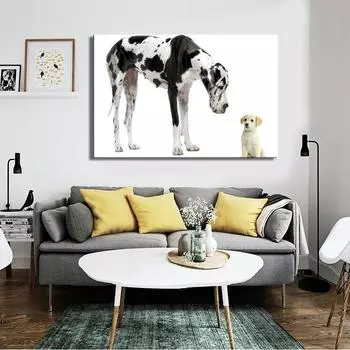 Современные плакаты и принты с домашними собаками, настенная живопись на холсте, фотографии немецкого дога и милой маленькой собачки для украшения стен комнаты 21*30cm