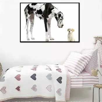 Современные плакаты и принты с домашними собаками, настенная живопись на холсте, фотографии немецкого дога и милой маленькой собачки для украшения стен комнаты 21*30cm
