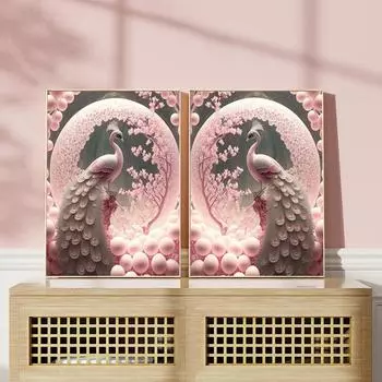 Современные плакаты с розовым павлином, животные, HD фотографии, настенные художественные холсты, картины и принты для гостиной, домашний декор, безрамные подарки 21x30cm No Framed