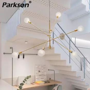 Современные подвесные светильники Nordic Подвесной светильник E27 Черное золото Светодиодная лампа Подвесной светильник 2 Heads чёрный