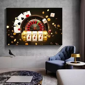 Современные покерные карты, холст, картины, принт, настенное искусство, плакаты с скандинавскими играми, изображение для бара, паба, казино, домашний декор, без рамки 21*30cm