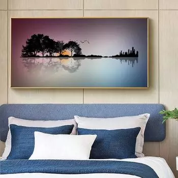 Современные принты, холст, живопись, настенные художественные постеры, абстрактный пейзаж, как гитара, картина для гостиной, домашний декор, без рамки 20*40cm