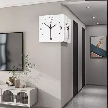 Современные простые двухсторонние настенные часы, украшение дома, квадратные угловые часы, высококачественные настенные часы для гостиной