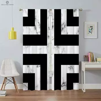 Современные простые геометрические 3D-печатные шторы, оконные занавески, карманы для штанг, спальня, гостиная, кухня, предметы интерьера, 2 шт. W50xH130(CM)x2PCS&Rod pocket