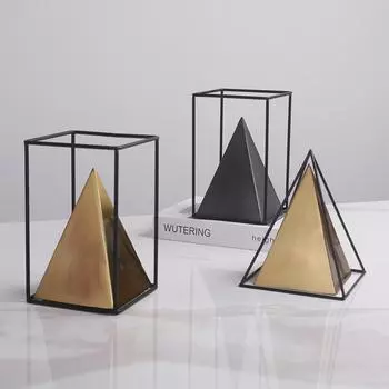 Современные простые многоугольные геометрические маленькие украшения пирамида скандинавский вход мягкие украшения металлическая модель украшения для комнаты