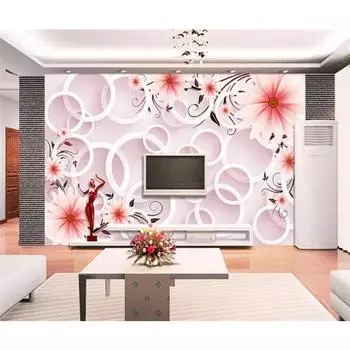 Современные простые обои Цветочная фреска Маленькие свежие розовые розы Обои 200 cm(W) x 140 cm(H)