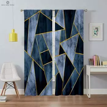 Современные простые занавески с геометрическим принтом, спальня, гостиная, украшение для балкона, легко стирать и ухаживать, украшение для дома, 2 шт. W50xH130(CM)x2PCS&Rod pocket
