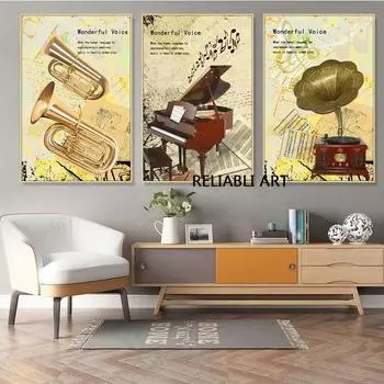 Современные различные музыкальные инструменты, картина на холсте, современные картины, настенные художественные постеры, принты для гостиной, домашний декор, без рамки 21*30cm