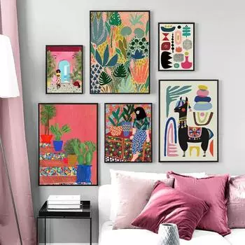 Современные разноцветные абстрактные постеры, садовые растения, настенная живопись на холсте, картины и принты, галерея, уникальный домашний декор 21x30cm No Framed