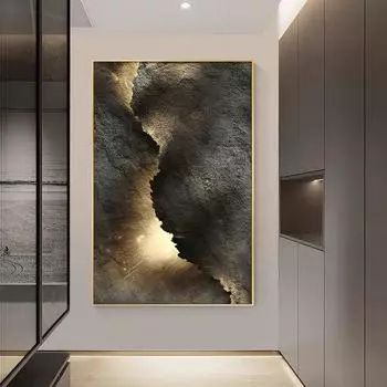 Современные роскошные золотые скальные светильники, абстрактные настенные художественные декоративные картины, печать на холсте, украшение для гостиной, домашний декор 21x30cm No Framed