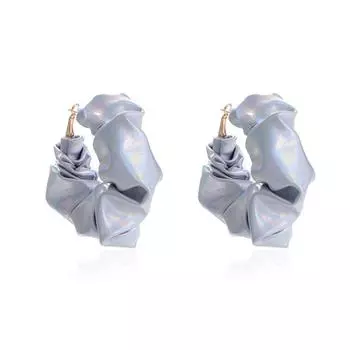 Современные серьги-кольца из ткани серебристого цвета с подвесками для ушей из ПУ кожи, дофаминовая бижутерия, уникальные милые крутые серьги-капли для женщин