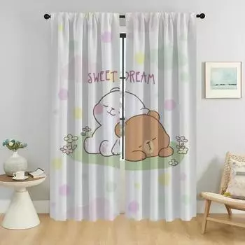 Современные шторы для гостиной, 2 шт., кавайный медведь, украшение на Хэллоуин, затемняющие шторы для домашнего интерьера, шторы для камер W50xH70cmx2pcs-CL