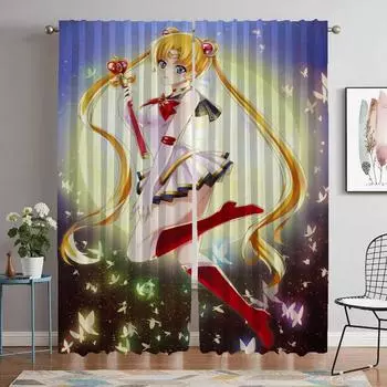 Современные шторы для гостиной, 2 шт., Сейлор Мун, 1 штора для спальни, украшение на Хэллоуин, оконные шторы, перегородка W50xH70cmx2pcs-CL