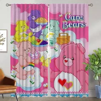 Современные шторы для гостиной, 2 шт., шторы Care BearS для детской спальни, занавески на окна, абажуры для украшения Хэллоуина, перегородка W50xH70cmx2pcs-CL