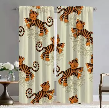 Современные шторы для гостиной, 2 шт., тигровые шторы для кухни, тюль для камеры, перегородка для спальни, элегантные шторы на окна W50xH70cmx2pcs-CL