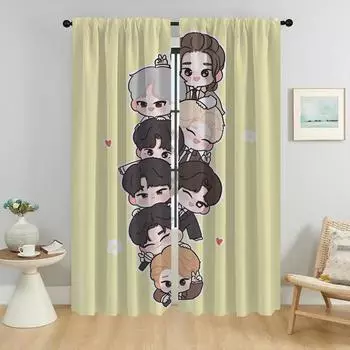 Современные шторы для гостиной, 2 шт., тюль KPOP-straykides для спальни, украшение на Хэллоуин, затемняющие шторы, перегородка W50xH70cmx2pcs-CL