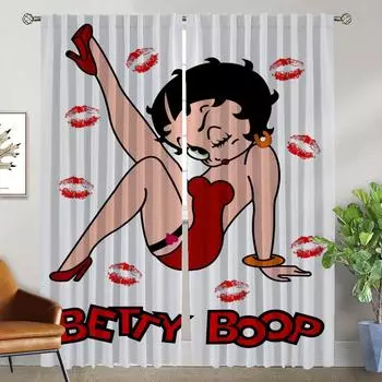 Современные шторы для гостиной, 2 шт., занавески Bettys Boops, затемняющие, перегородка, украшения на Хэллоуин, шторы для камеры, кухня W50xH70cmx2pcs-CL