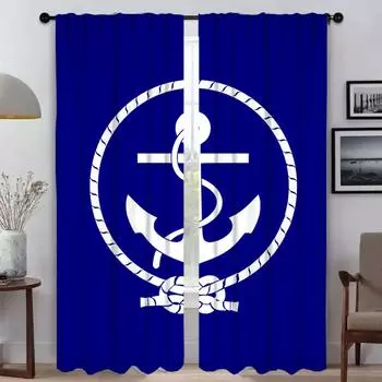 Современные шторы для гостиной Anchor, 2 шт., тюль для спальни, шторы на Хэллоуин, шторы для окон, перегородка для камеры W50xH70cmx2pcs-CL