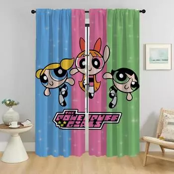 Современные шторы для гостиной для камеры Powerpuffs Home Interior Шторы 2 шт. Украшения на Хэллоуин Шторы для окон W50xH70cmx2pcs