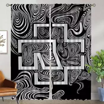 Современные шторы для гостиной для камеры Rock-rammsteines Shades Blackout Curtain Tulle для спальни Partition Halloween Decoration W50xH70cmx2pcs-CL