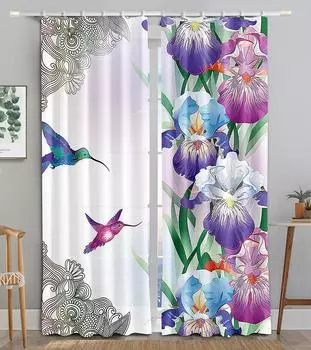 Современные шторы для гостиной, роскошные оконные украшения, цветочные шторы, спальня, кухня, любители колибри 100W160H(CM)40x63in&Hook