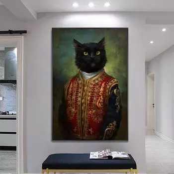 Современные скандинавские абстрактные постеры и принты с черной кошкой, винтажные произведения искусства, холст, живопись, настенные художественные картины для украшения гостиной 21cm30cm NoFrame
