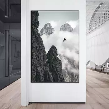 Современные скандинавские черно-белые натуральные настенные художественные холсты с изображением пика орла, постеры, простые принты для фотографий в гостиную 21x30cm No Frame