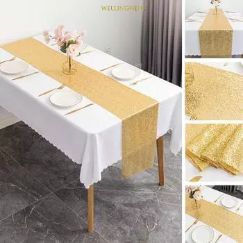 Современные скатерти с блестками для украшения свадьбы, Рождества, дня рождения, вечеринки, домашнего покрытия для чайного столика 30x180cm золотой