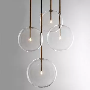 Современные стеклянные шаровые подвесные светильники Минималистское светодиодное освещение для ресторана Креативный декор для спальни Домашний декор Золотые подвесные светильники G4 Cold White