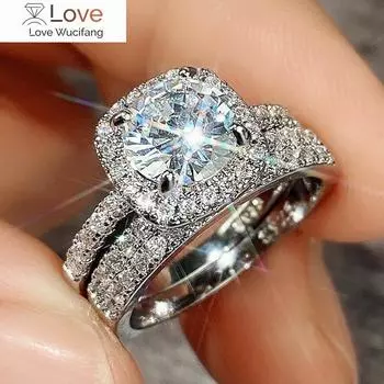 Современные свадебные наборы, кольца для женщин, роскошные женские помолвочные аксессуары, модные женские вечерние ювелирные изделия, подарок 8