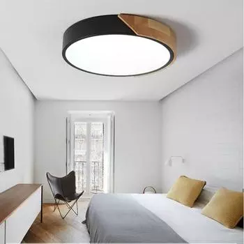 Современные светодиодные 3-цветные затемняющие потолочные светильники Освещение для гостиной и спальни Черные потолочные светильники Светодиодное освещение в коридоре Офисное деревянное декоративное освещение