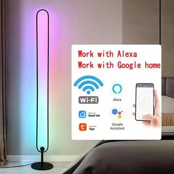 Современные светодиодные напольные лампы RGB с дистанционным управлением, красочные напольные лампы для декора гостиной, спальни в минималистском стиле, Alexa Light EU plug