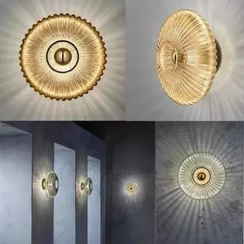 Современные светодиодные настенные светильники Стеклянные пульсирующие светильники Коридор Проход Лестница Обеденный фон Простое внутреннее украшение дома Блестящие светильники Warm white