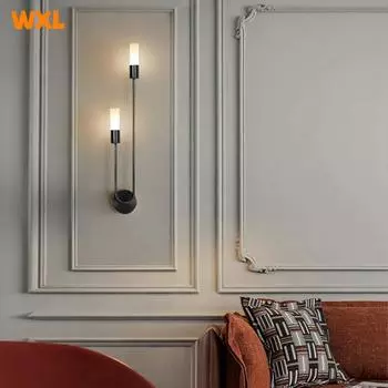 Современные светодиодные настенные светильники в скандинавском стиле с длинной полосой настенного бра для дома, отеля, лестницы, спальни, прикроватные светильники для гостиной, украшения No bulb золотой
