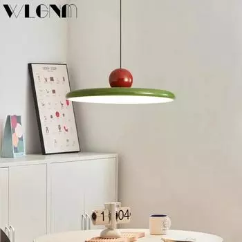 Современные светодиодные подвесные светильники 40 см зеленые плоские подвесные светильники для гостиной ресторана кафе офиса бара освещение люстра Warm white