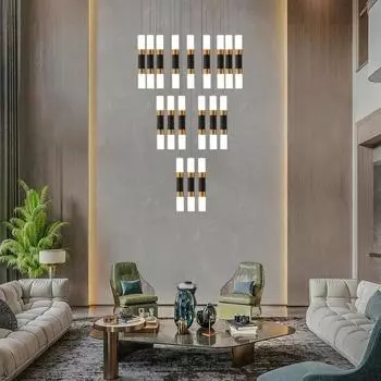 Современные светодиодные подвесные светильники Barrel Duplex Villa Лестничная люстра Кухня Столовая Гостиная Лампа Минималистичные Люстры с люстрами Cold White