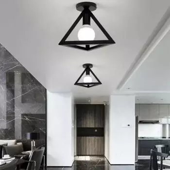 Современные светодиодные потолочные светильники, черно-белые треугольные светильники для балкона, коридора, ресторана, бара, внутренние декоративные светильники No bulb чёрный