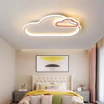 Современные светодиодные потолочные светильники Clouds, светодиодные светильники Lustre LED для детской комнаты, детская спальня, розовый/голубой цвет, минималистичное светодиодное освещение WF1116 Warm White&L55xW35CM синий