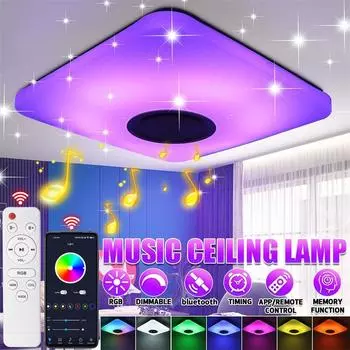 Современные светодиодные потолочные светильники RGB, 30/40 см, с регулируемой яркостью, домашнее освещение, приложение, Bluetooth, музыкальный светильник, лампы для спальни, умный потолочный светильник + пульт дистанционного управления 30cm