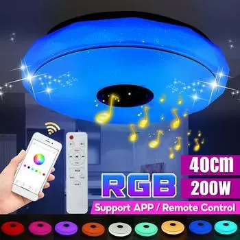 Современные светодиодные потолочные светильники RGB Домашнее освещение Bluetooth Music Light APP Пульт дистанционного управления Лампы для спальни Умный потолочный светильник 170-265V 36W
