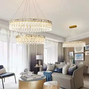 Современные светодиодные стеклянные подвесные светильники для гостиной, круглые светодиодные подвесные светильники, домашний декор, кольцевые люстры, люстра в форме ракушки Cold white